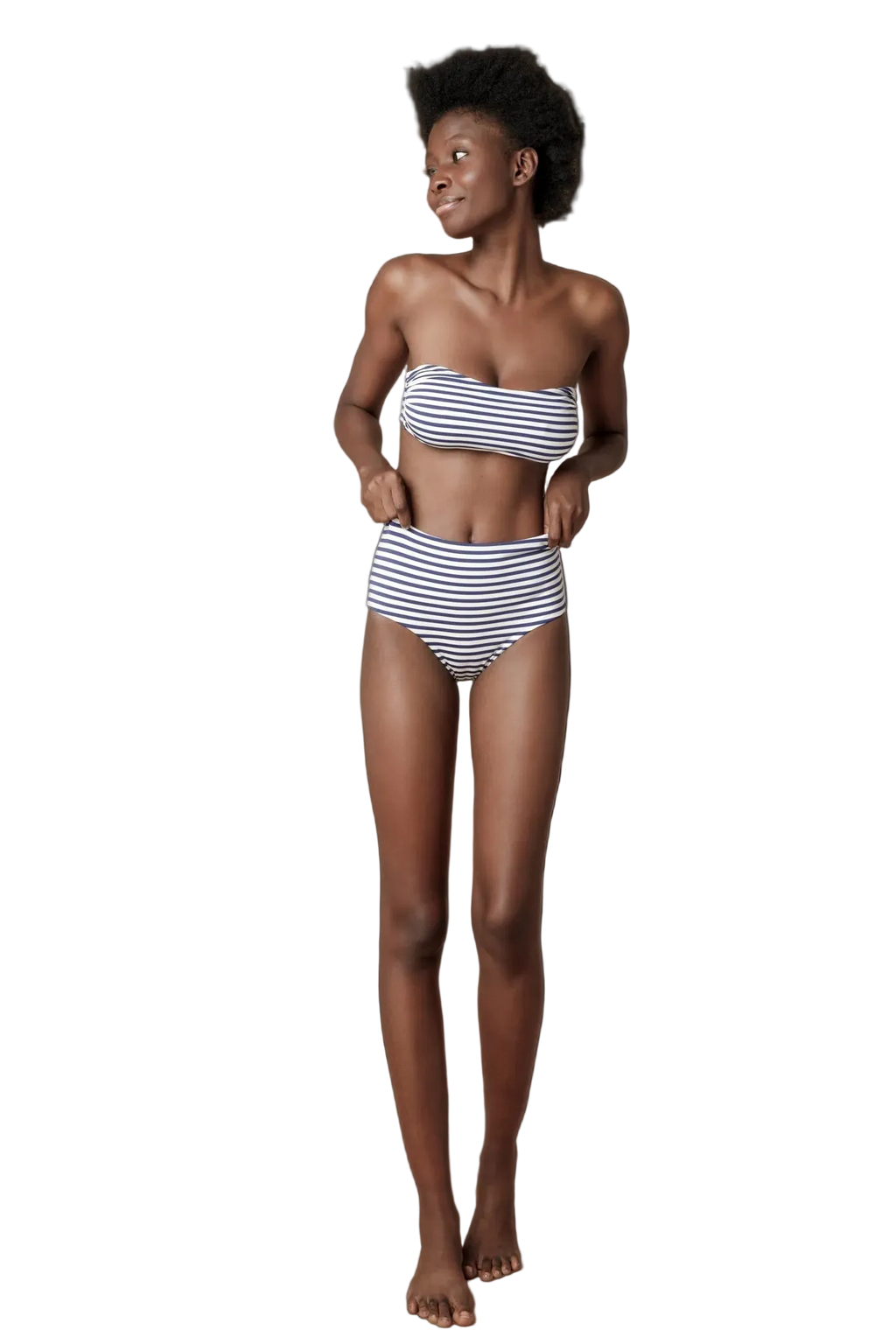 Fascia e culotte righe blu e avorio