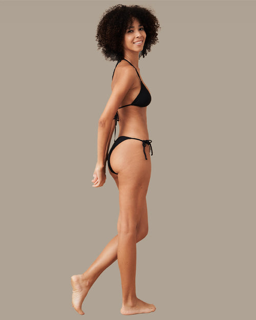 Bikini Triangolo con dettaglio treccia nero