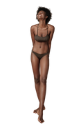 Brassiere e slip righe marrone e nero