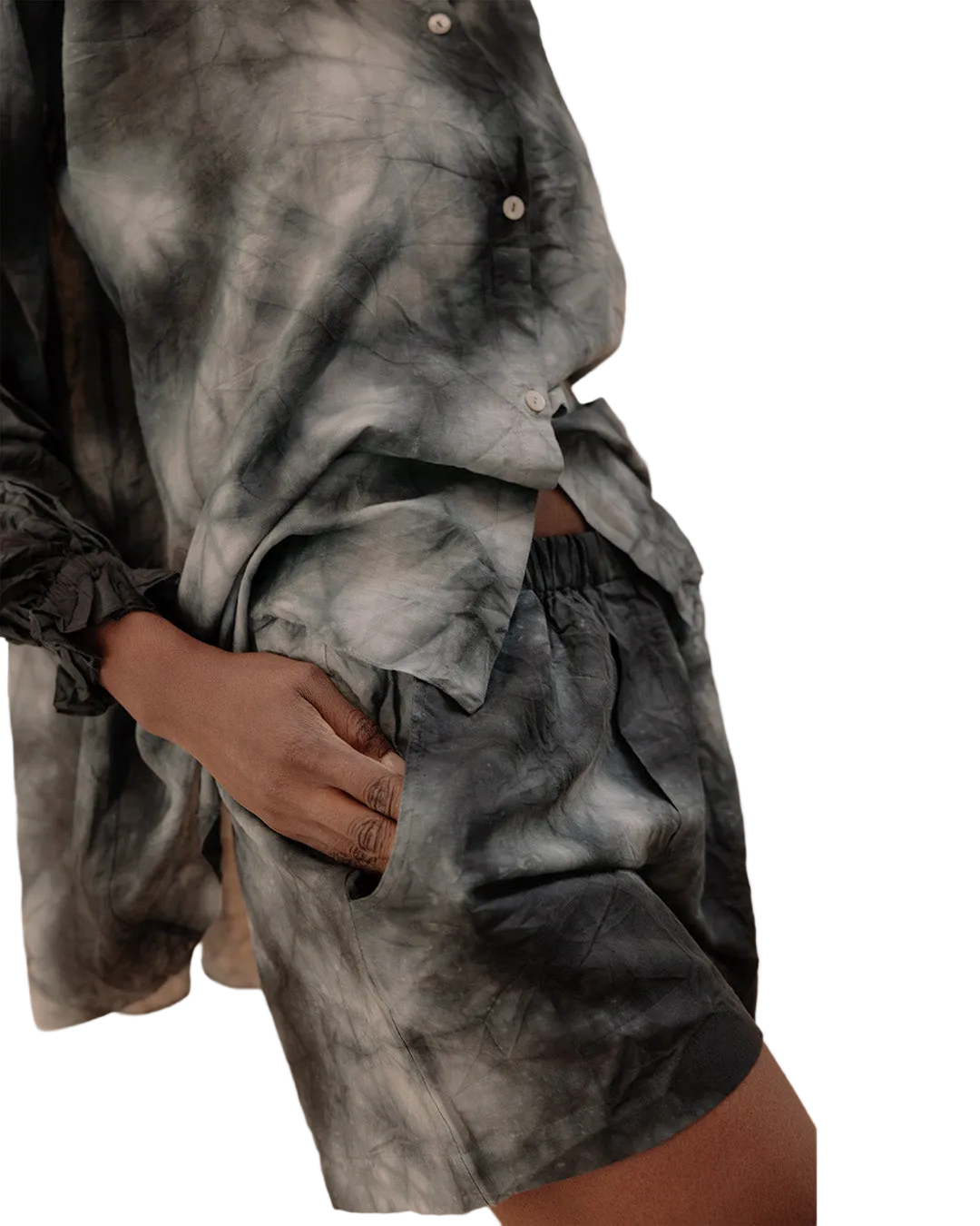 Camicia tie-dye in voile di lino e cotone
